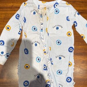 Posh Peanut Celestial Fiona Evil Eye Print Ruffle Bottom (Blue, Gold) 9-12 Month